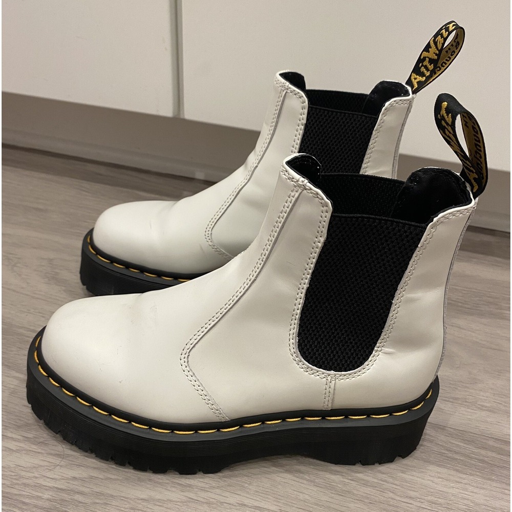 Dr Martens Women's White Platform Boots 2976 Quad Doc Excellent Condition Sz 7